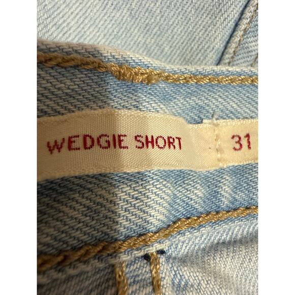 Levi's Wedgie Womens Blue High Waisted Cut Off raw Hem Denim Jean Shorts Size 31 - Picture 3 of 6